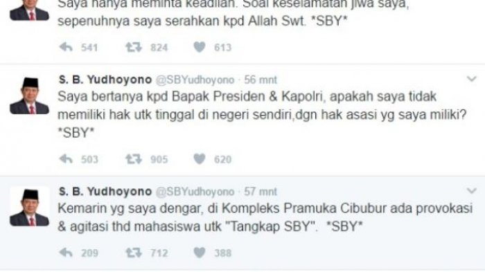 Curhat Rumahnya Digeruduk Warga, Akun Twitter SBY Diserbu Netizen: Sabar Pak Coba Minum Dulu