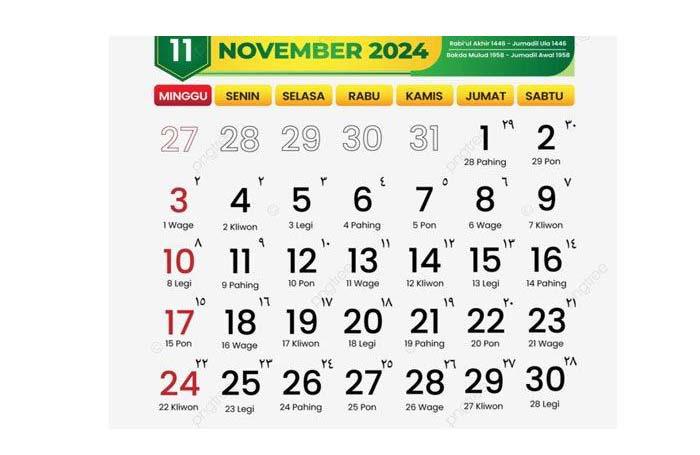 Kalender November 2024 Lengkap dengan Tanggal Merah dan Hari Besar Nasional dan Internasional