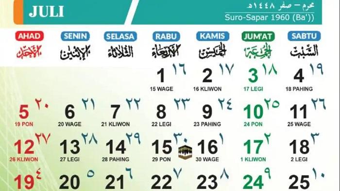 Kalender Jawa 11 Juli 2026 Weton Sabtu Wage, Ada 2 Peringatan Internasional Hari Ini - Posbelitung.co