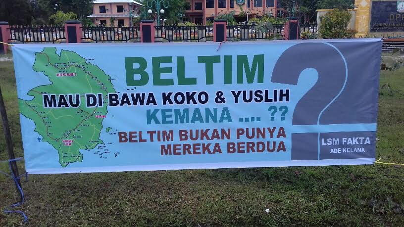 Spanduk Ini Dilaporkan ke Polisi oleh Bupati Belitung Timur Karena Diduga Mencemarkan Nama Baik