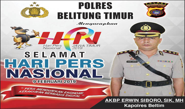 Polres Belitung Timur Ucapkan Selamat Hari Pers Nasional Jawa Timur 2019