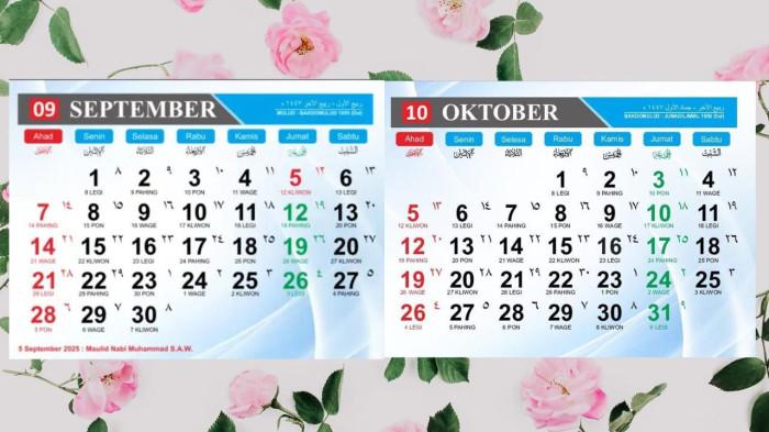 Kalender 2025: September Berakhir, Sambut Tanggal Merah Bulan Oktober