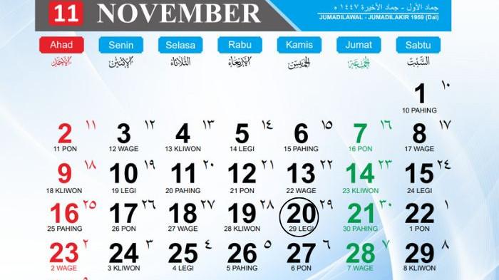 Kalender 2025: Tanggal 20 November Bertepatan dengan Weton Kamis Legi, Wataknya Seperti Apa?