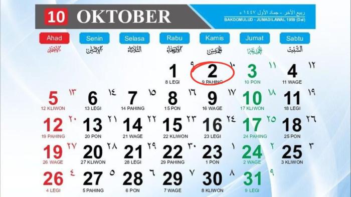 Kalender Jawa 2 Oktober 2025, Hari Baik atau Hari Penuh Pantangan?