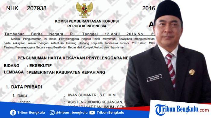 SEKDA REJANG LEBONG  - Kolase Iwan Sumantri dan tangkapan layar LHKPN KPK, diambil Selasa (13/1/2026).
