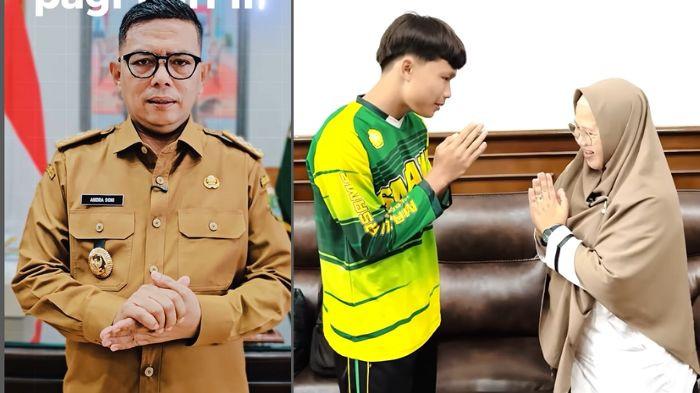 KEPSEK PUKUL SISWA - Kolase foto Gubernur Banten Andra Soni (kiri) dan Kepsek serta siswa I (kanan). Meski Kepsek SMAN 1 Cimarga dan siswanya yang dipukul karena ketahuan merokok bersepakat damai, namun warganet masih menyerang Gubernur Banten, Kamis (16/10/2025).
