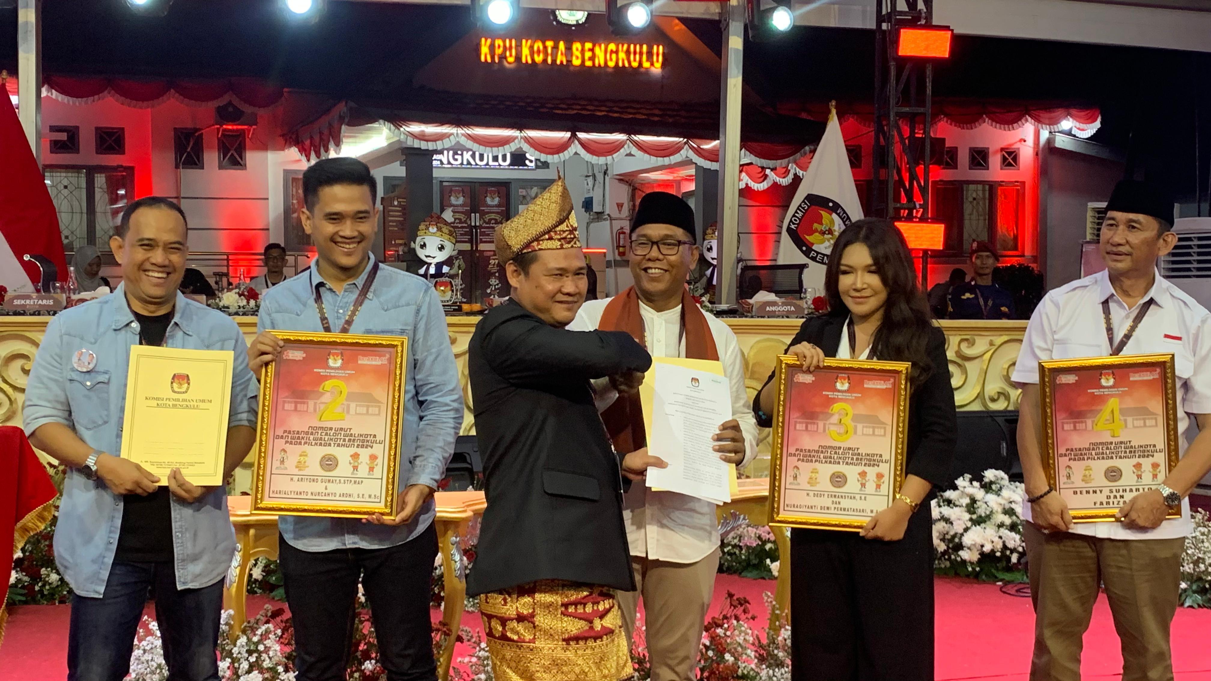 Paslon Walikota Bengkulu Dedy-Agi Dapat Nomor Urut 3, Sebut Simbol Kemenangan dan Keberuntungan