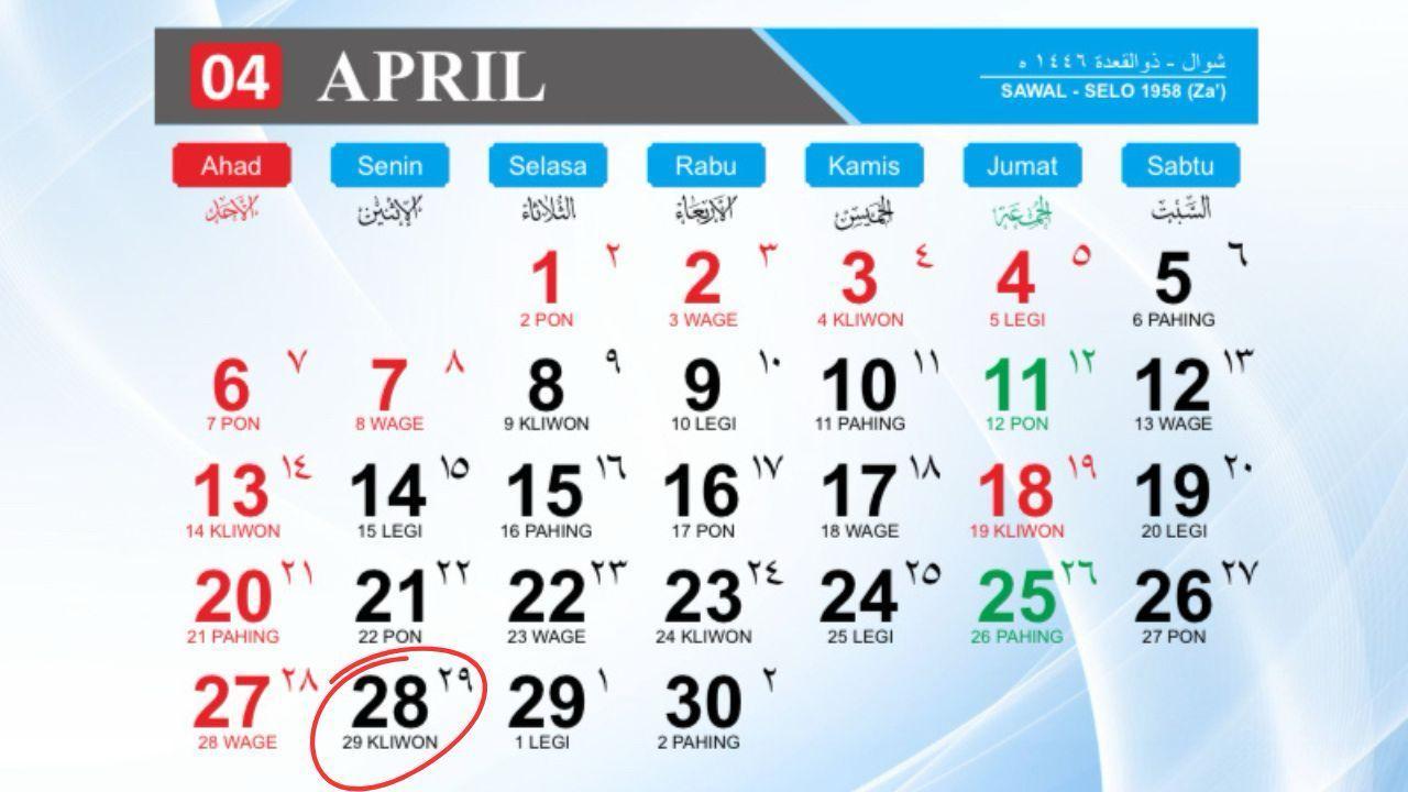 Kalender 2025: 28 April Weton Senin Kliwon, Hari Baik untuk Lamar Kerja-Hindari Perselisihan