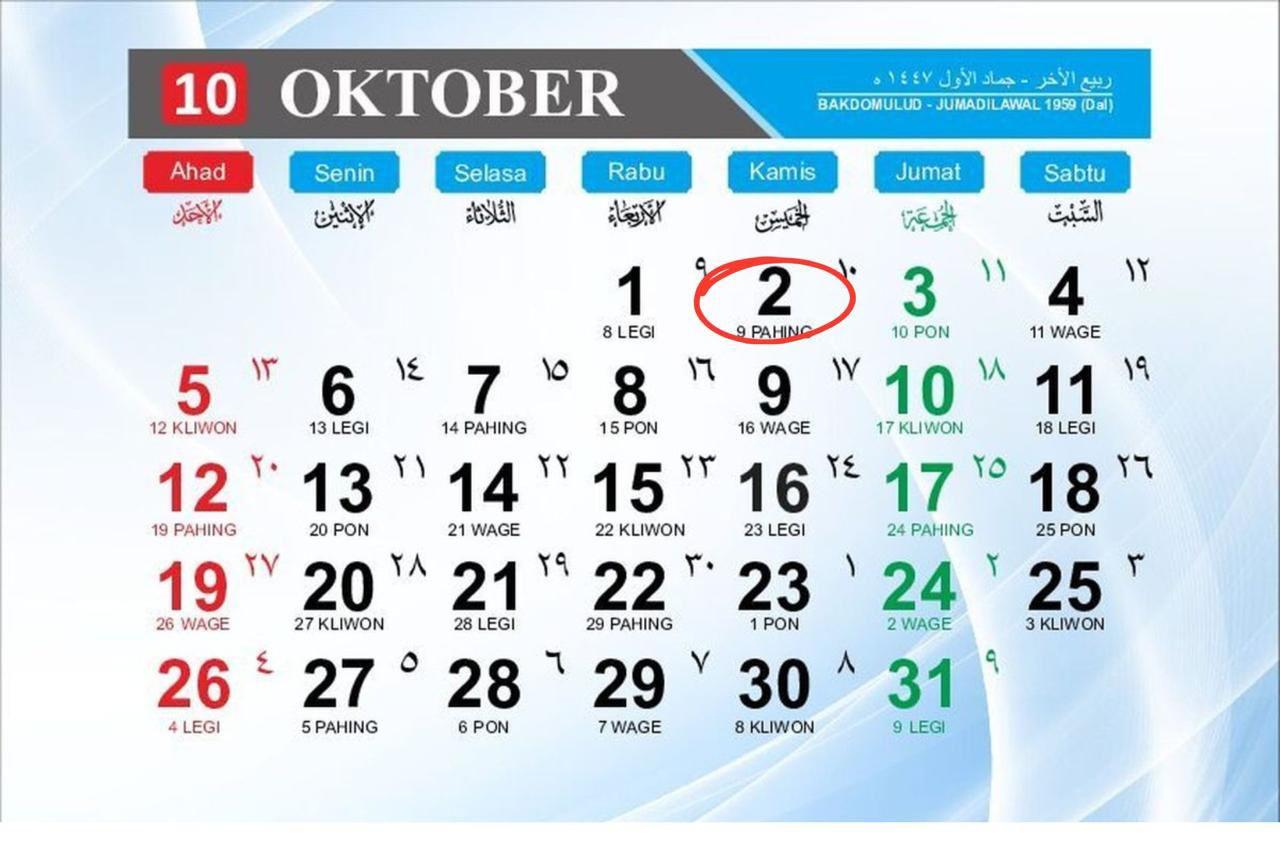 Kalender Jawa 2 Oktober 2025, Hari Baik atau Hari Penuh Pantangan?