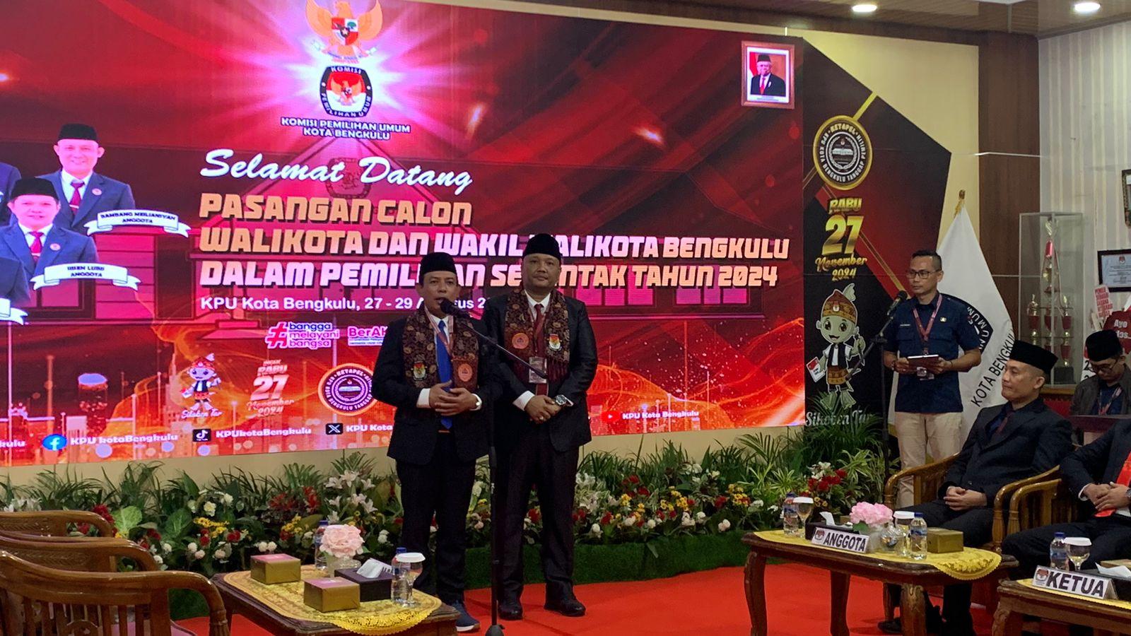 Dedy Wahyudi-Ronny Tobing Daftar Pilwakot Bengkulu 2024, Lanjutkan Program Walikota Lama Helmi Hasan