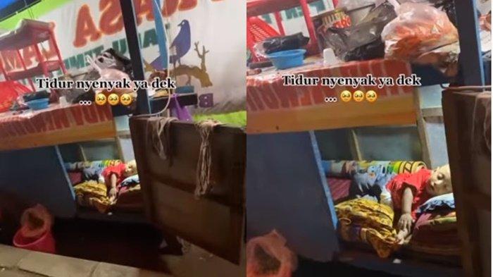 Viral! Video Seorang Bayi Tidur Dalam Gerobak Pecel Lele, Temani Ayahnya Jualan