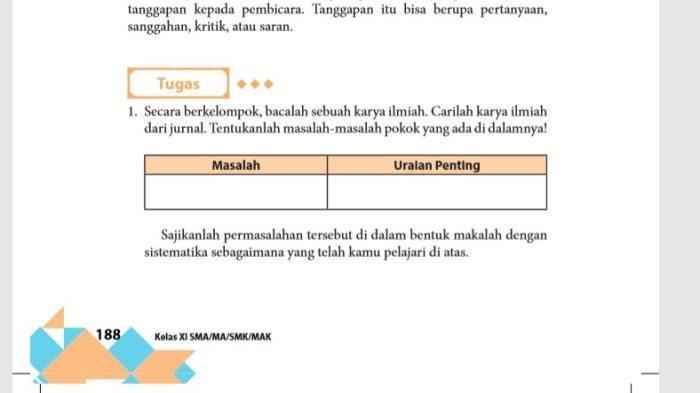 Ini Kunci Jawaban Bahasa Indonesia Semester 2 Kelas 11 Bab 6 di Halaman 188: Masalah Karya Ilmiah