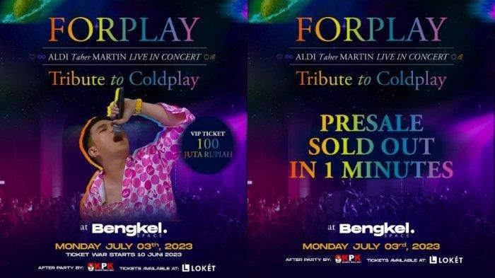 Konser Forplay Aldi Taher Bertajuk 'Tribute to Coldplay' Ludes Dalam 1 Menit, Termahal Rp 100 Juta