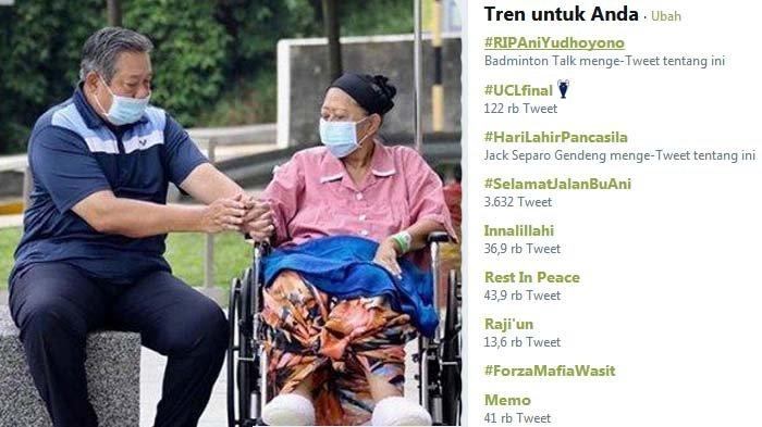 Ani Yudhoyono Wafat Hari Ini, Tagar #RIPAniYudhoyono dan #SelamatJalanBuAni Jadi Trending di Twitter