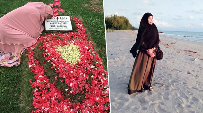 Sering Kunjungi Makam Ayahnya yang Beda Agama, Janda Seksi Ini Kini Mantap Menutup Auratnya