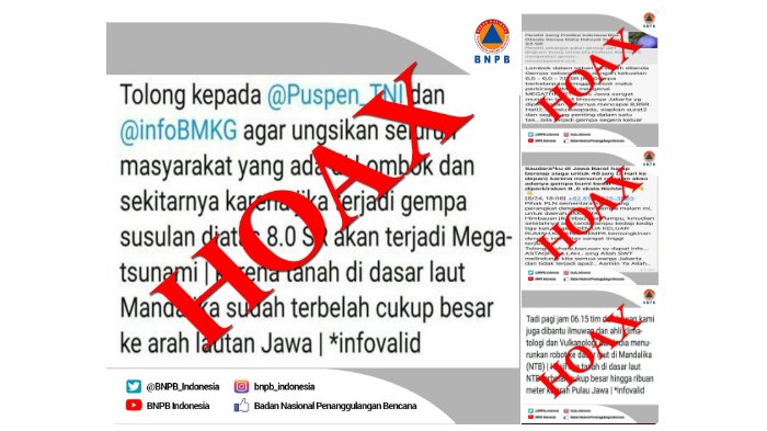 Beredar Pesan Berantai Soal Gempa 8 SR Disertai Tsunami ke Arah Lautan Jawa, BNPB : Hoax Meluas