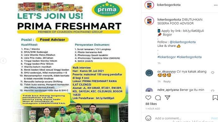Prima Freshmart Buka Lowongan Kerja untuk Lulusan SMA/SMK, Walk In Interview tanggal 8 Juli 2021