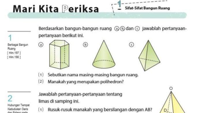 Kunci Jawaban Pelajaran Matematika Halaman 205 Kelas 7, Soal Sifat-sifat Bangun Ruang