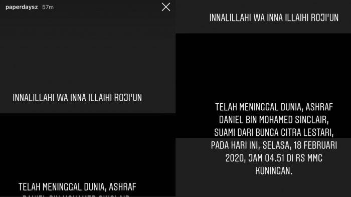 Manager Ashraf kabarkan wafatnya sang artis (Insta Story @paperdayzs)