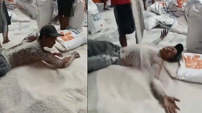 Terkuak Sosok Pria yang Viral Mandi Beras, Kini Nasibnya Miris, Pihak Bulog Bongkar Fakta Kejadian