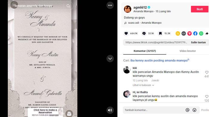 AMANDA MANOPO MENIKAH: Intip bocoran pernikahan Amanda Manopo dan Kenny Austin yang akan dilaksanakan hari ini, Jumat 10 Oktober 2025. Amanda spill undangannya.