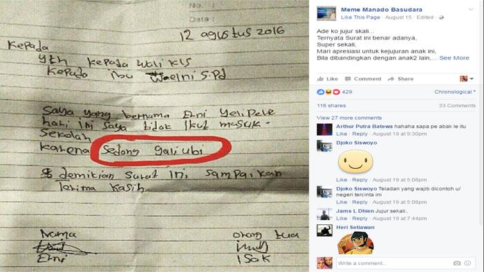 Anak Petani Izin Tak Masuk Sekolah, Tulis Surat ke Gurunya Seperti Ini, Lucu Tapi Menyedihkan
