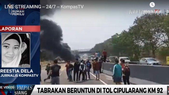 Tabrakan beruntun di Tol Cipularang KM 92, arah Jakarta, Senin (2/9/2019) siang.