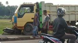 Adu Banteng Truk Vs Motor Supra di Cileungsi Bogor, Pemotor Tewas Mengenaskan