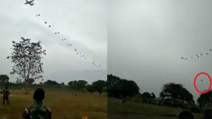 Video Menegangkan Penerjun Payung Telat Buka Parasut, Prajurit TNI Sampai Teriak 'Allahu Akbar'