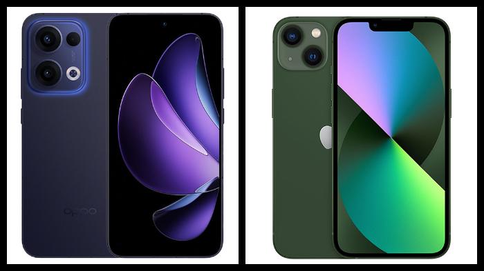 Adu Harga HP Oppo Reno13 5G vs iPhone 13: Performa Tangguh Dimensity 8350 vs Chipset A15 Bionic