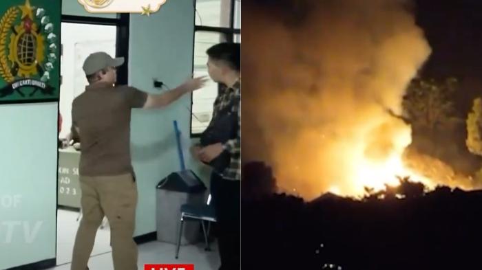 Menegangkan Pria Baju Cokelat Tampar Pemuda Sekitar Gudang Amunisi Terbakar, Ada Kapolda Metro Jaya