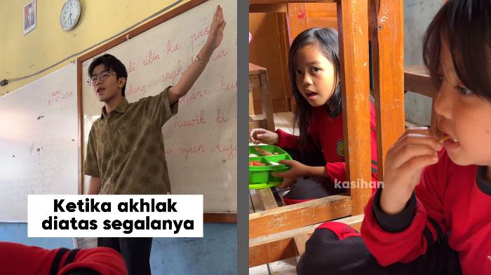 Viral Video Murid SD Makan Sambil Ngumpet di Kolong Meja, Alasannya Bikin Pak Guru Terenyuh