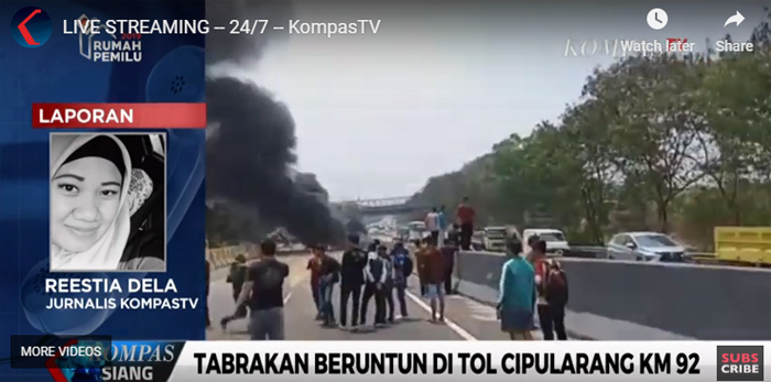 BREAKING NEWS - Tabrakan Beruntun di Tol Cipularang KM 92, Mobil Rusak Parah dan Terbakar