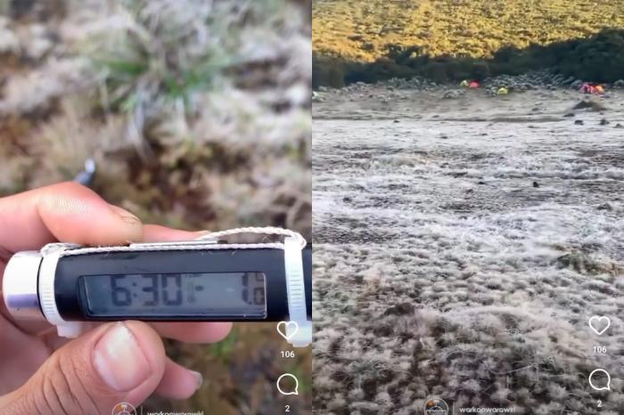 Embun di Gunung Gede Pangrango Membeku, TNGGP Imbau Pendaki Harus Siap Fisik dan Logistik