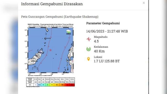 Gempa Bumi Melanda Bitung Sulawesi Utara Malam Ini, Pusatnya di Laut, BMKG Beri Penjelasan