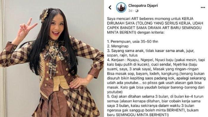 Viral, Eks JKT48 Buka Loker ART, Gaji Rp 1 jutaan Ditahan 4 Bulan, Tuai Amukan Warganet