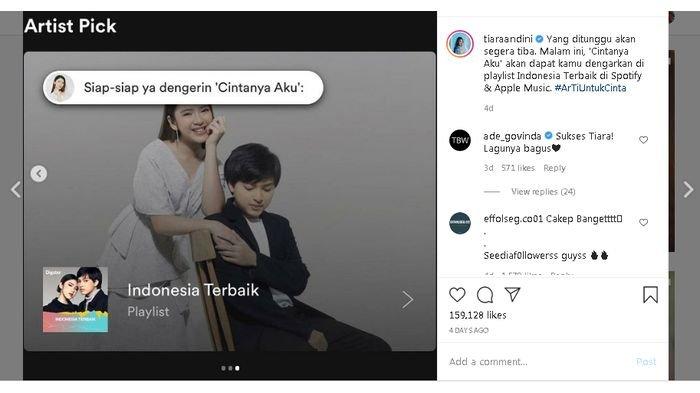 Download Lagu Cintanya Aku Tiara Arsy MP3, Serta Lirik, Tiara Andini & Arsy Widianto Rilis Lagu Baru