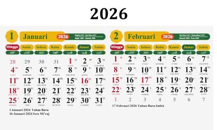 Kalender Tahun Baru 2026: Tersedia Hari Libur Nasional dan Cuti Bersama Cek Daftar Tanggal Penting