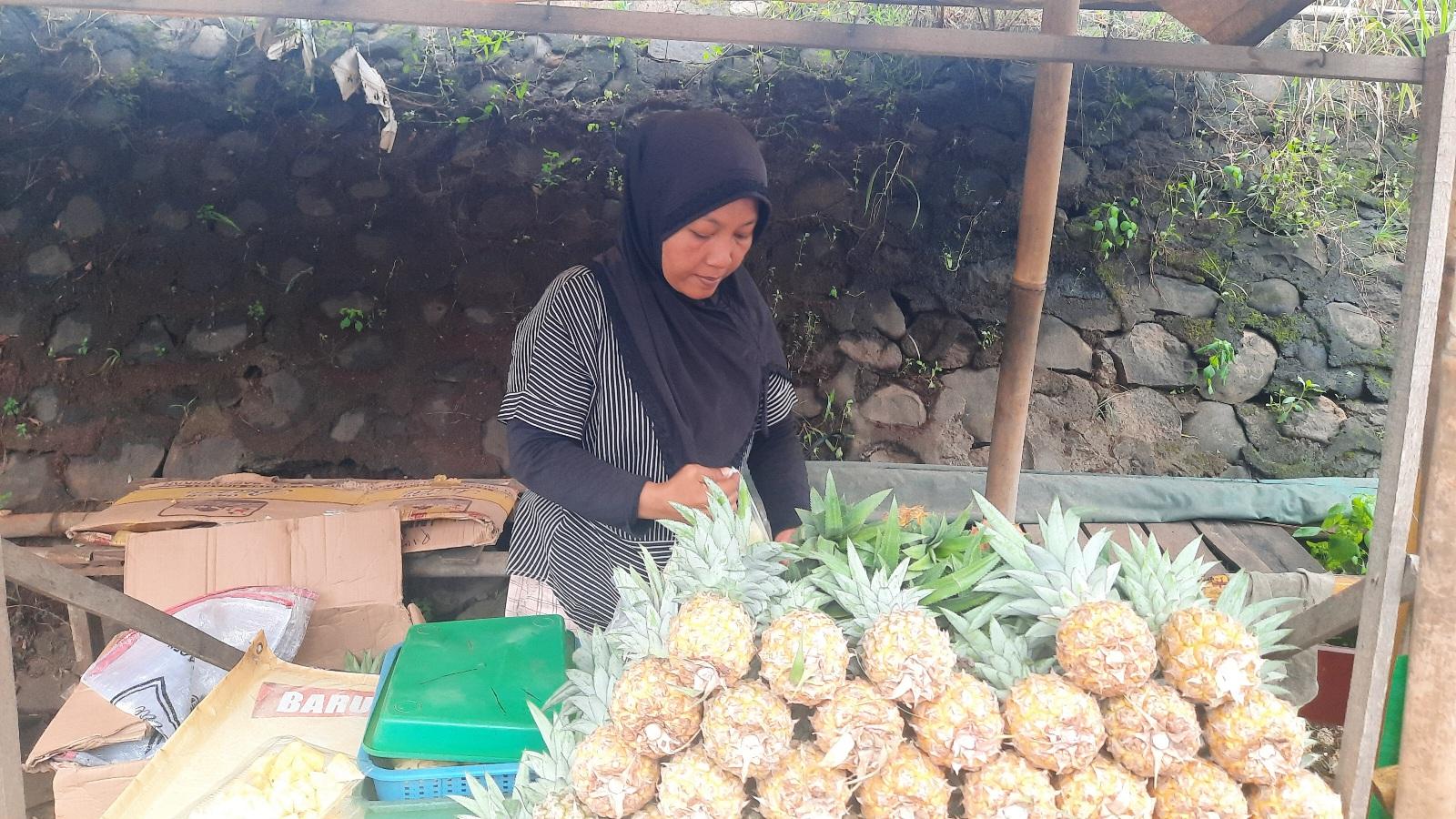 Penjual-buah-nanas-membuka-lapak-di-pinggir-Jalan-Raya-Pasir-Putih-Sawangan.jpg