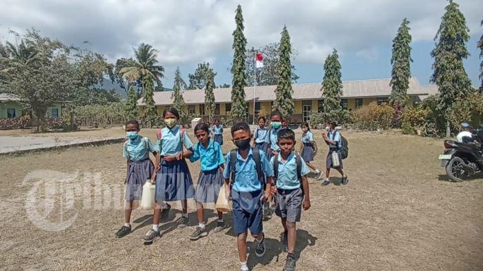 Dampak Abu Vulkanik Lewotobi: Ratusan Siswa SD Dipulangkan Sebelum Jam Sekolah Selesai