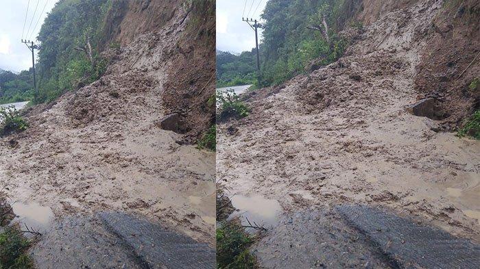 Longsor Menutupi Badan Jalan Menuju Objek Wisata Kolam Biru Rerebe Kecamatan Tripe Jaya