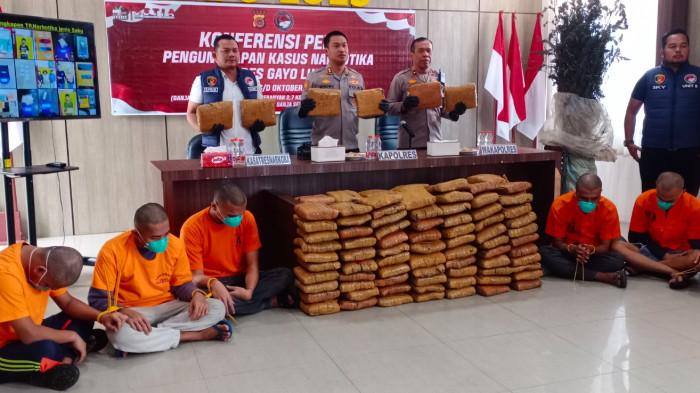 Polres Gayo Lues Musnahkan Ladang Ganja 60 Hektare, 6 Pelaku Ditangkap