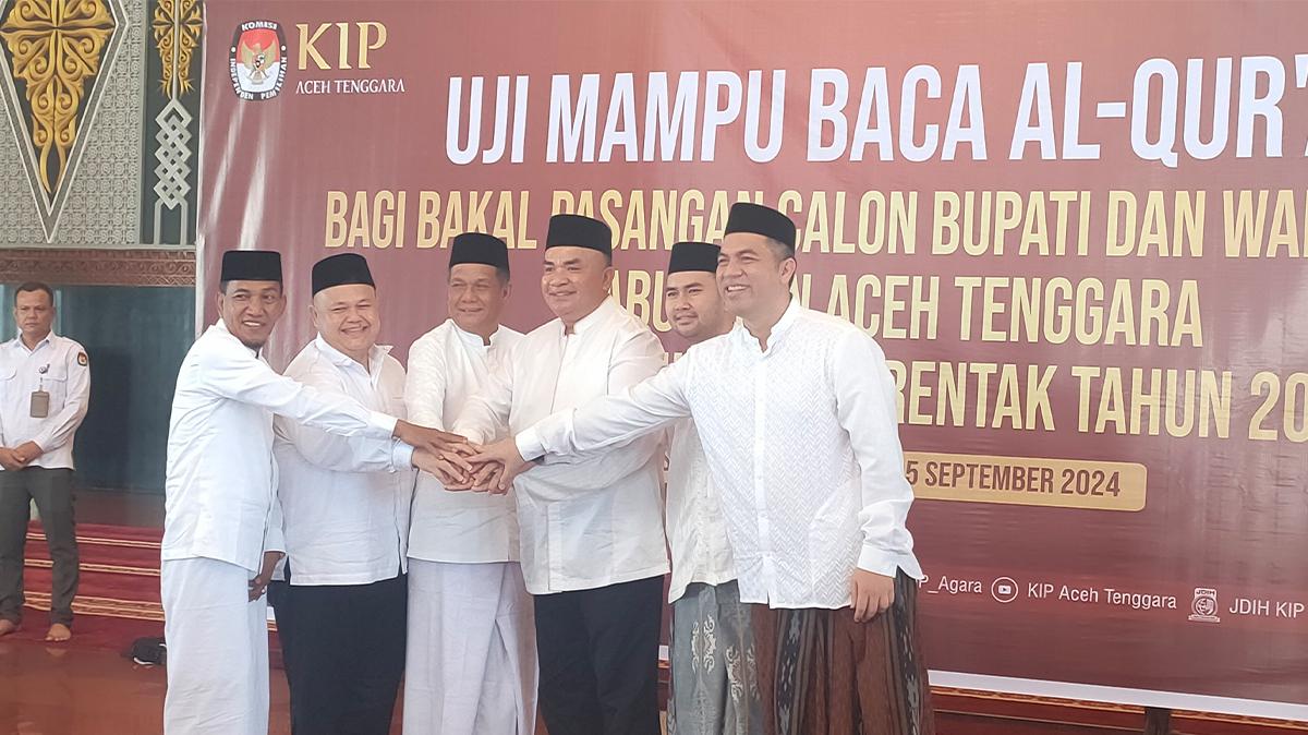 Tiga Paslon Bupati dan Wakil Bupati Aceh Tenggara Ikut Uji Mampu Baca Alquran