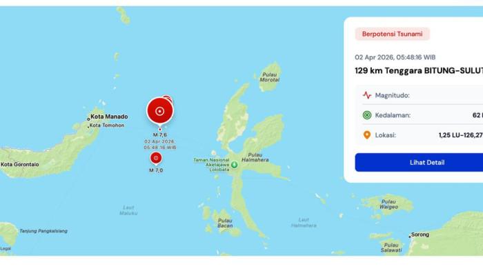 GEMPA GORONTALO - BMKG mengeluarkan peringatan dini tsunami setelah terjadi gempa bumi Magnitudo  7.6 (sebelumnya diberitakan 7,3) terasa di Gorontalo.