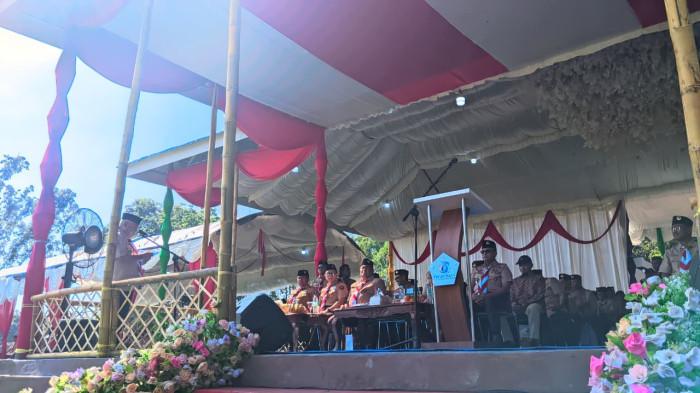 PERAN SAKA - Suasana upacara pembukaan Perkemahan Antar Satuan Karya (Peran Saka) Nasional 2025 di Bumi Perkemahan Bongohulawa, Kecamatan Limboto, Kabupaten Gorontalo, Provinsi Gorontalo pada Senin (3/11/2025). Bupati Gorontalo Sofyan Puhi memberikan laporan ddd