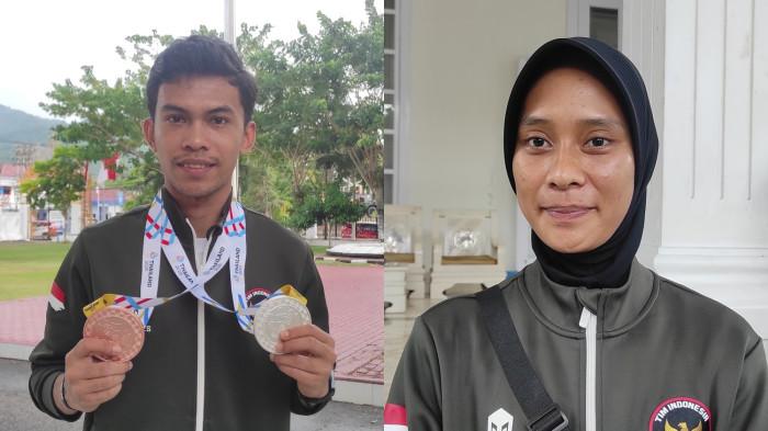 SEA GAMES -- Jelki Ladada (kiri) dan Silvana Lamanda, dua atlet asal Gorontalo yang mewakili Indonesia di SEA Games Thailand 2025.