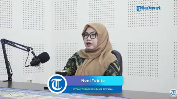 PERCERAIAN - Ketua Pengadilan Agama Suwawa, Noni Tabito saat hadir dalam TribunPodcast di studio tribungorontalo.com pada Kamis (8/1/2026). Berdasarkan data Pengadilan Agama Suwawa, cerai gugat dilakukan Istri jauh lebih tinggi dibanding cerai talak dari suami
