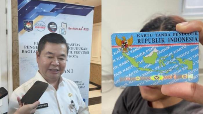 FOTOKOPI KTP -- Kolase foto Direktorat Jenderal Dukcapil Teguh Setyabudi dan pria memegang KTP. Dirjen Dukcapil menegaskan penggandaan KTP-el berpotensi dikenai pidana. (Sumber: Kompas.com/TribunGorontalo.com)