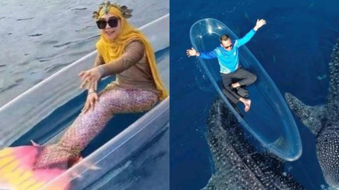 HIU PAUS -- Kolase foto Ria Ricis dan Ustaz Abdul Somad saat berkunjung ke wisata hiu paus. Simak data kemunculan hiu paus sepanjang tahun 2025. (Sumber Foto: Tangkapan layar instagram riaricis1795/ustadzabdulsomad_official)