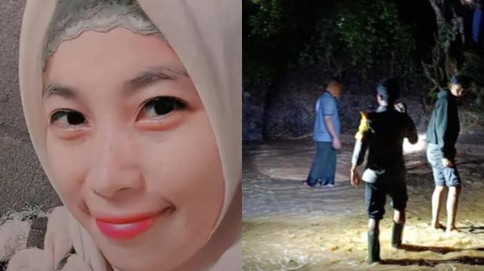 KORBAN HANYUT -- Kolase foto Sumitra Isini dan warga bersama polisi saat mencari orang hanyut. Sumitra memiliki kenangan terakhir bersama keluarganya di Desa Ambara.